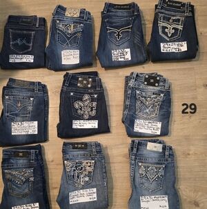 Miss Me & Rock Revival Women's Embellishec Denim Jeans Boot Skinny Crop Capri 29